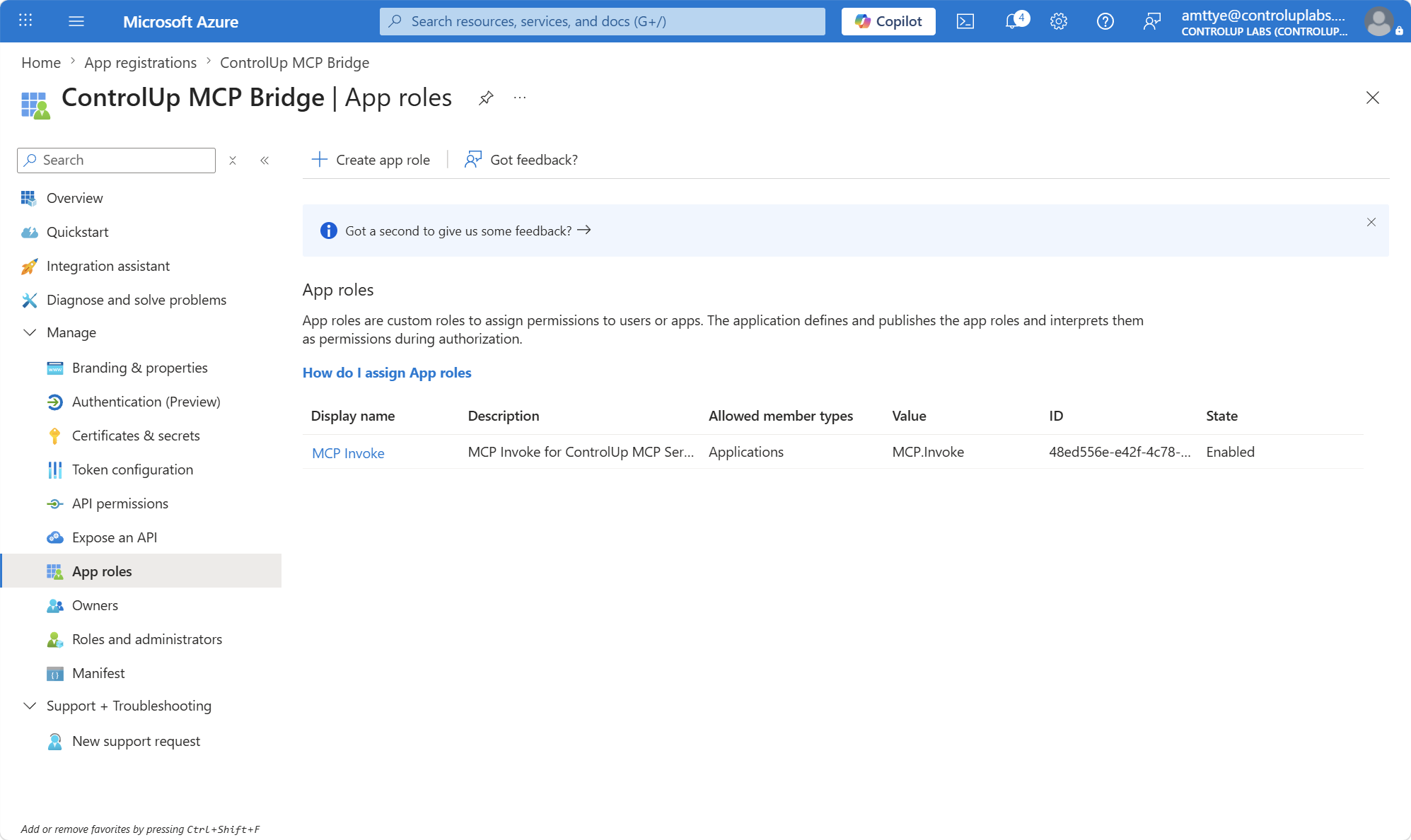 App role created