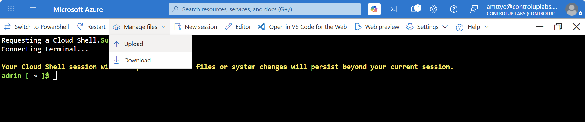Uploading files to Cloud Shell