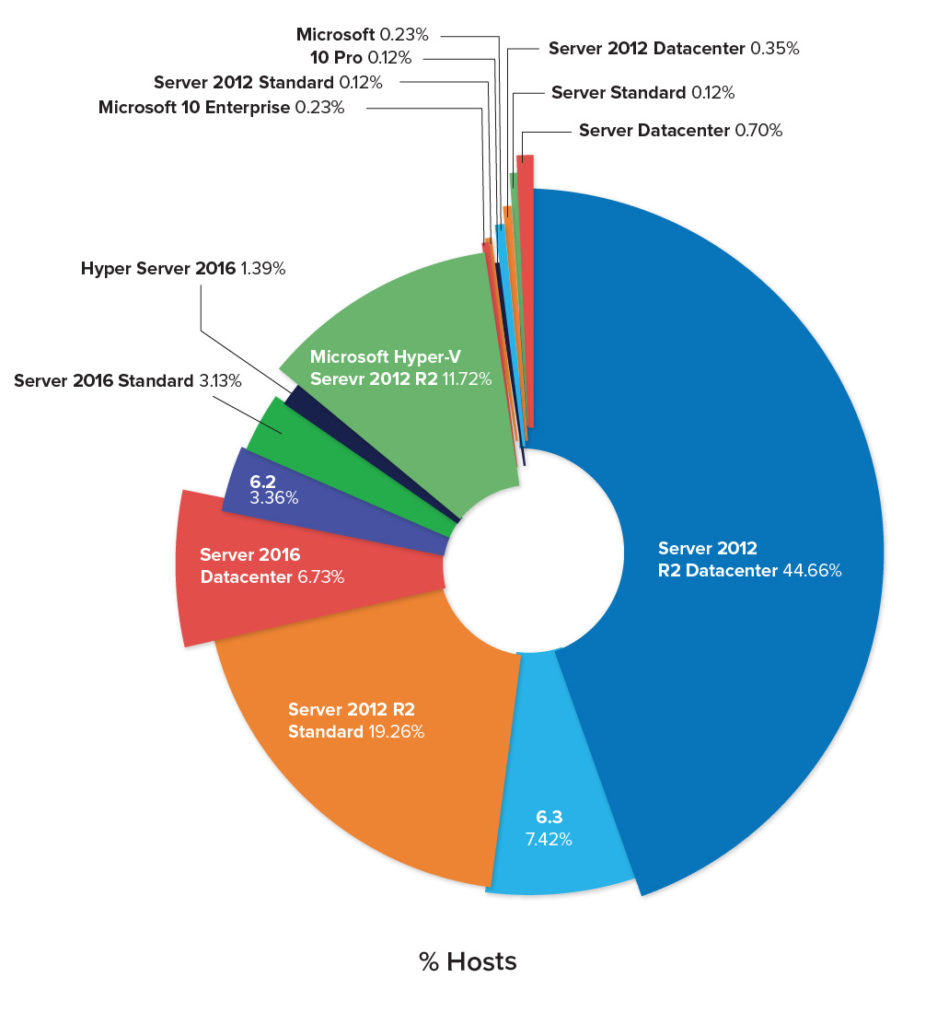 Percentage of Microsoft Hypervisors Per Version