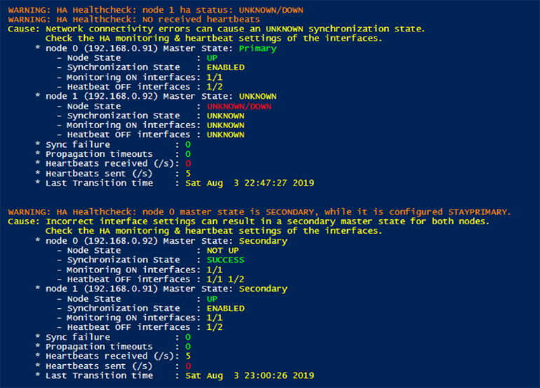 Citrix ADC HA Health Check Status Unknown