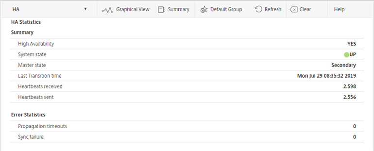 Citrix ADC High Availability Statistics