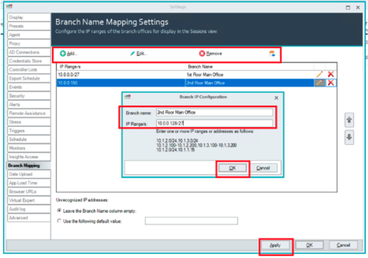 Branch Name Mapping Settings