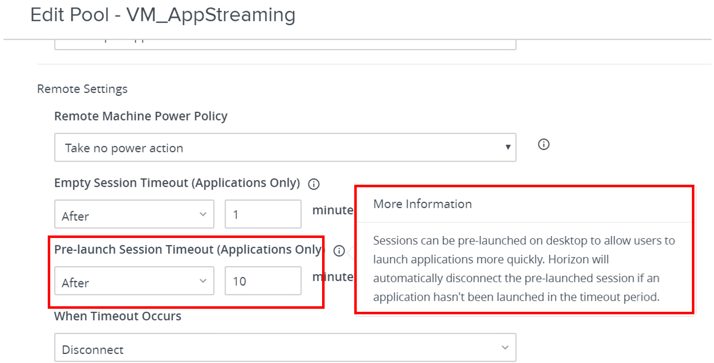 Desktop Pool Settings under Remote Settings will make applications launch faster