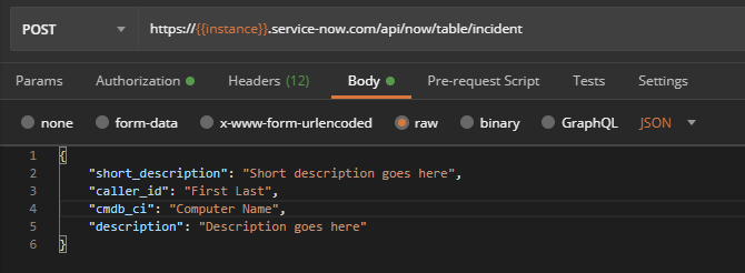 JSON Body in Postman