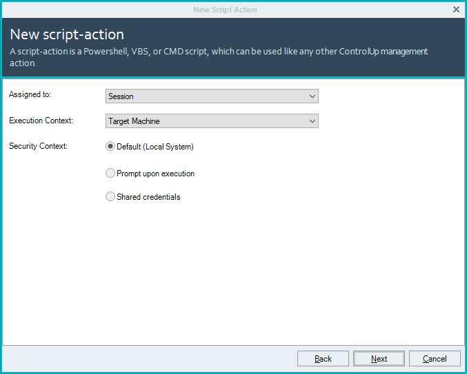 Create a new Script Action in ControlUp