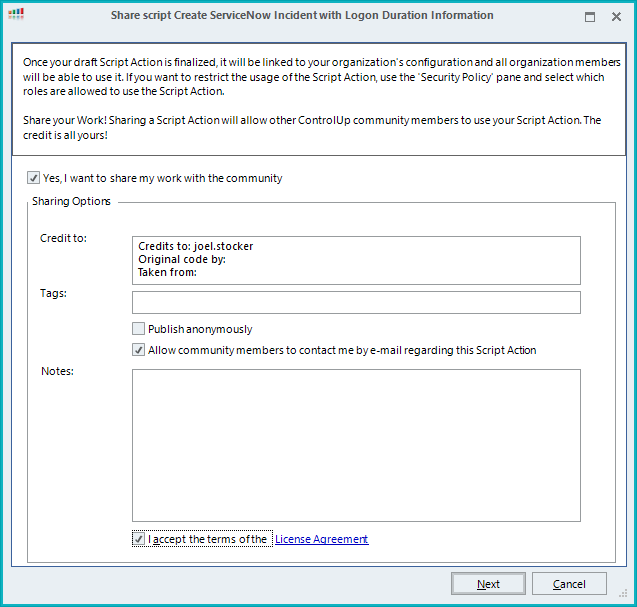 Share a Script with the ControlUp Community