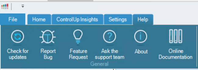 Update your existing ControlUp environment by opening the Help tab and clicking Check for updates