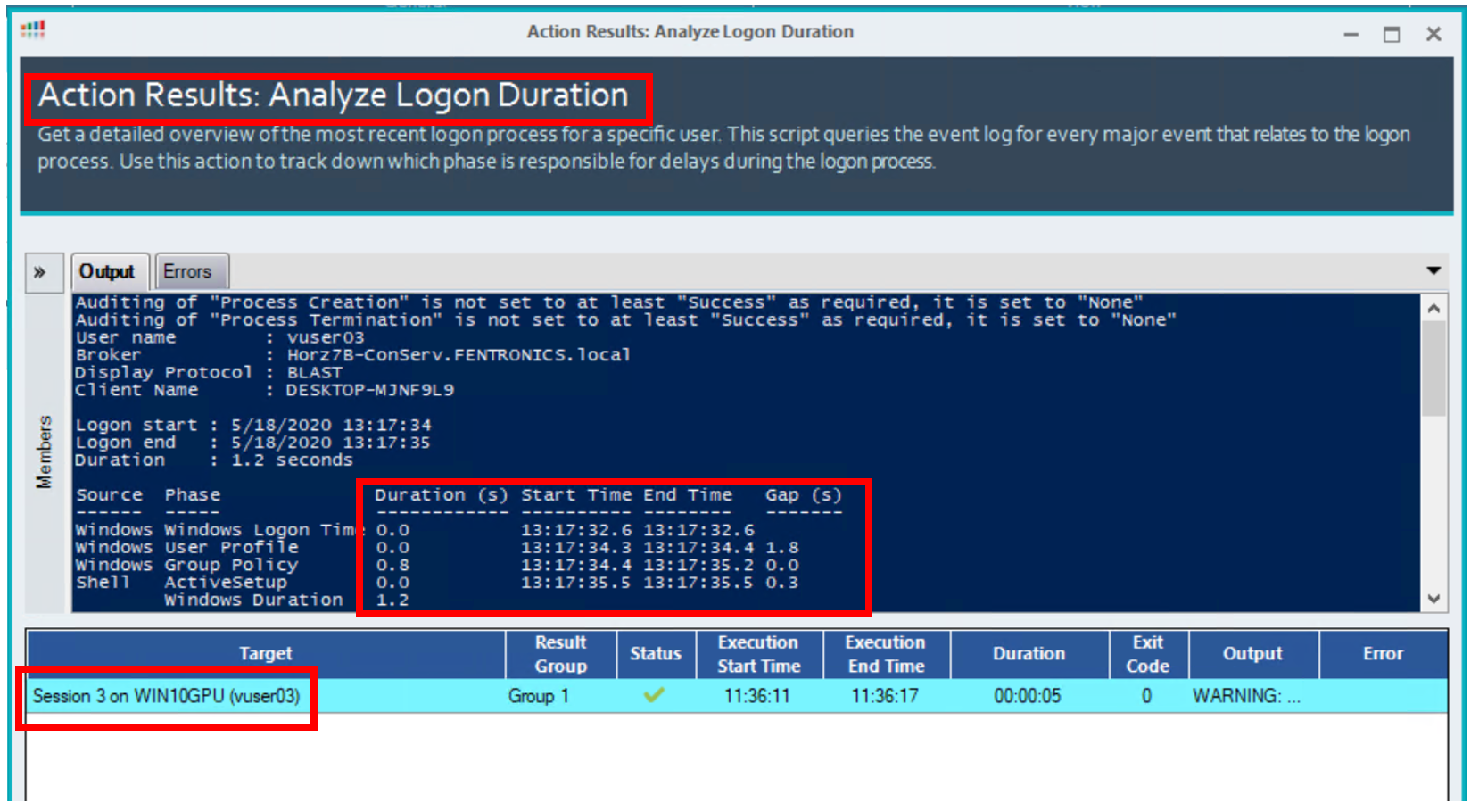 Analyze Logon Duration
