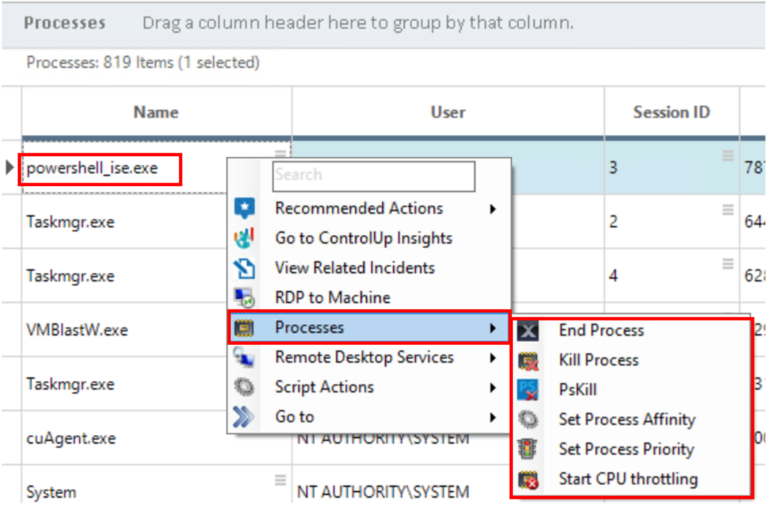 Right-click the process that is over-consuming resources, then right-click Processes and select Set Process Priority or Start CPU throttling.