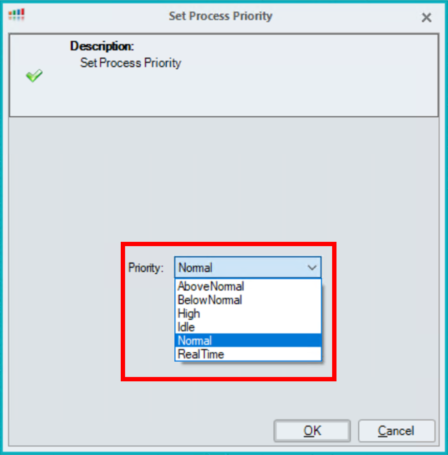 The Set Process Priority option will allow you to adjust the priority in a range from Idle to Real-Time.