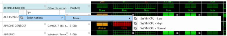 Use one of our Set VM CPU scripts to set the priority of the CPU of a VM.