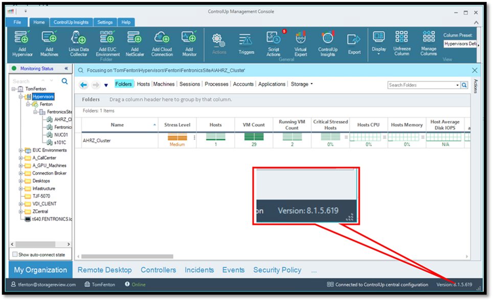 Check current ControlUp Console version