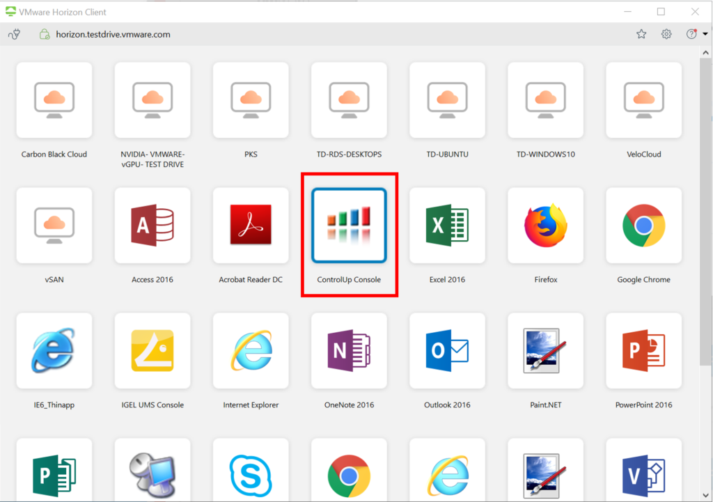 Under the Horizon Client section, select ControlUp Console