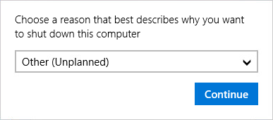 Windows 10 EVD prompt to shut down or restart machine.