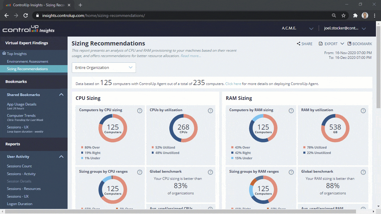 SIZING RECOMMENDATION