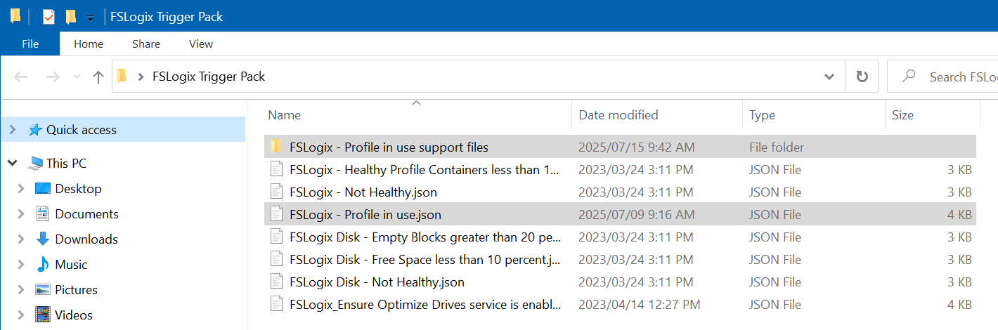An image showing a folder with the files needed for this automation