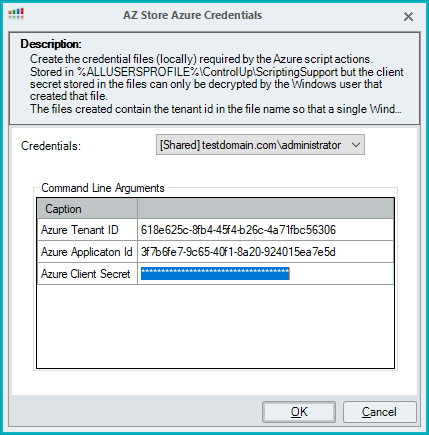 AZ Store Microsoft Azure Credentials