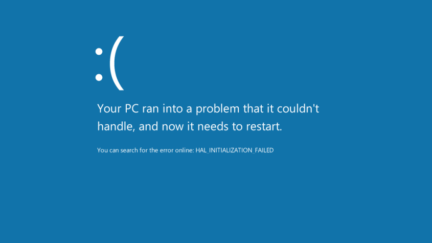 Your PC ran into a problem it couldn't handle, and now it needs to restart.