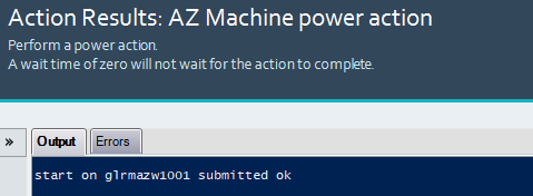 Action Results: AZ Machine Power Action