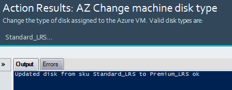 Action Results: AZ Change Machine Disk Type