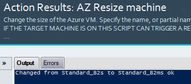 Action Results: AZ Resize Machine