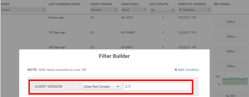 ControlUp for Desktops Filter Builder