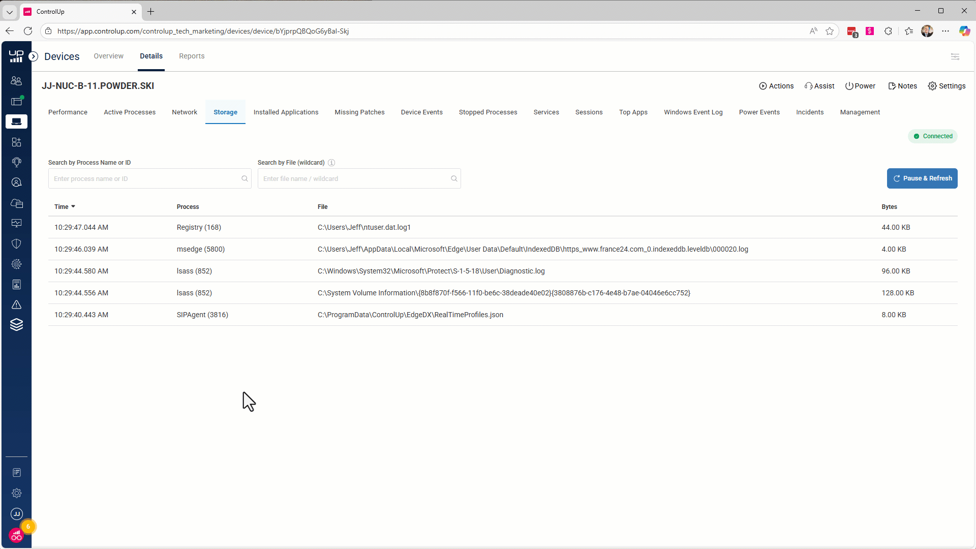 Live Storage Monitoring