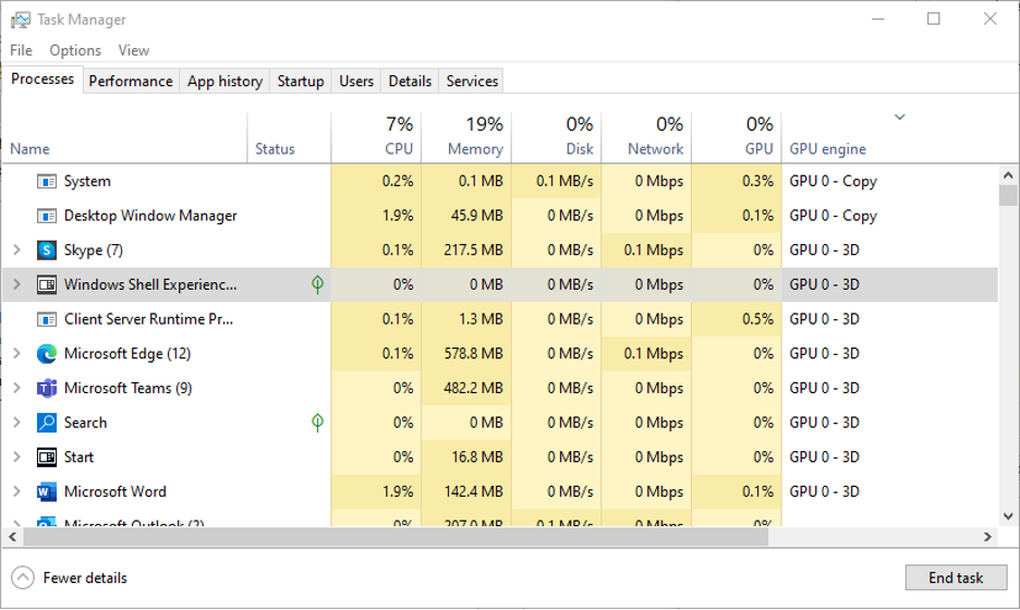 Image 1: Task Manager showing applications that benefit from a GPU.