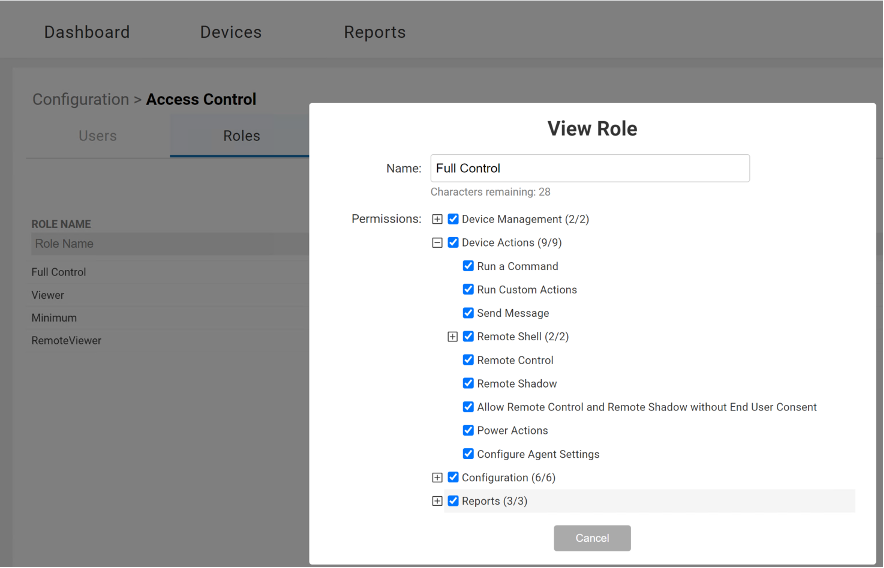 RBAC Permissions Tree in ControlUp Edge DX