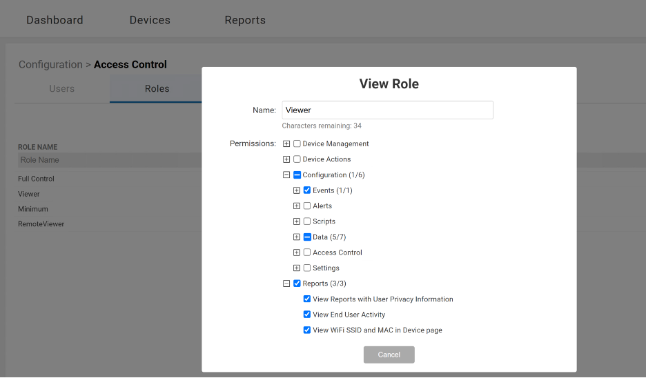 "Viewer" role as seen in RBAC in ControlUp Edge DX