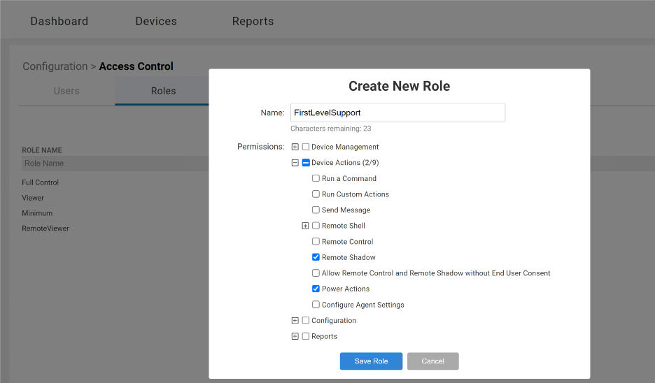 Create a new role with RBAC in ControlUp for Desktops