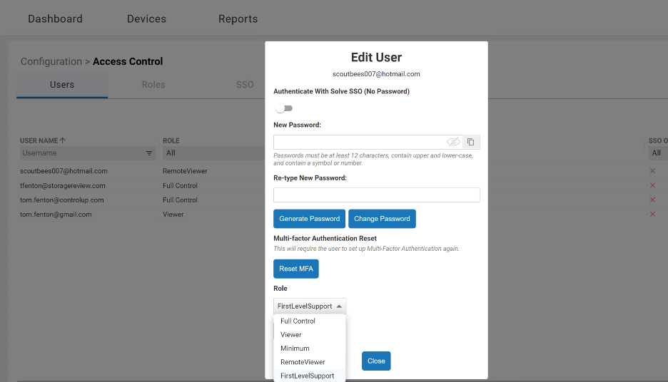 Edit user role using RBAC in ControlUp for Desktops