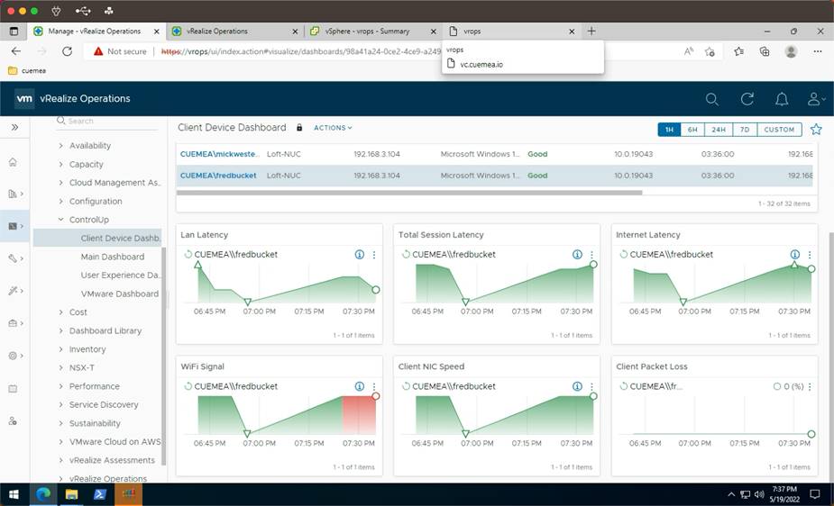Screenshot of ControlUp’s vROps Management Pack. 