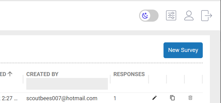 To use our new user sentiment feature, first select Survey from the Dashboards drop-down menu, and then select New Survey.