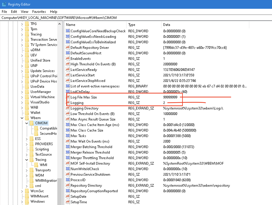 Registry values WMI filtering