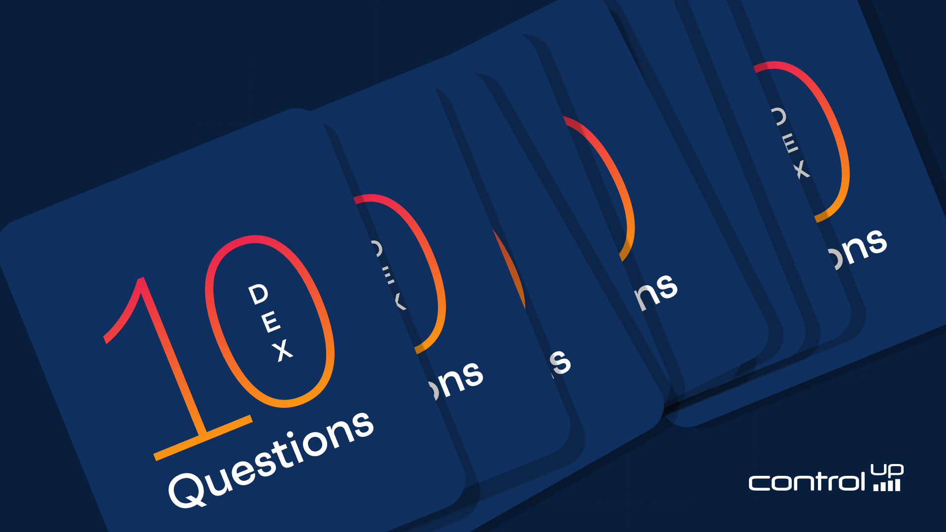 Decorative image with the number 10 and text reading "DEX Questions"