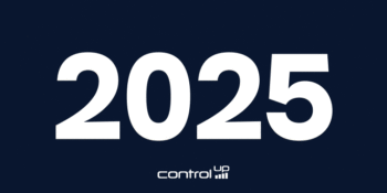 The number 2025 is displayed in a large, bold font with a pink-to-orange color gradient. Underneath is the "ControlUp" logo on a white background.