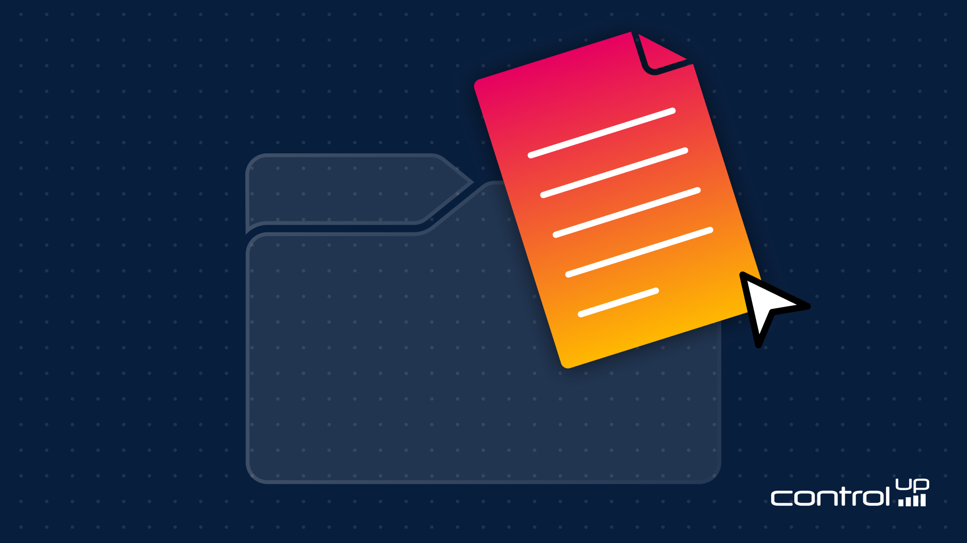 An illustration of ControlUp tools featuring a vibrant pink-to-orange gradient document icon and a file folder outline, representing the updated file browser and registry editor.
