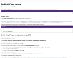 An image of Citrix support page showing how to configure Citrix UWP App Roaming