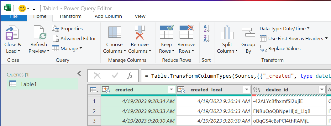 Power Query Editor 1