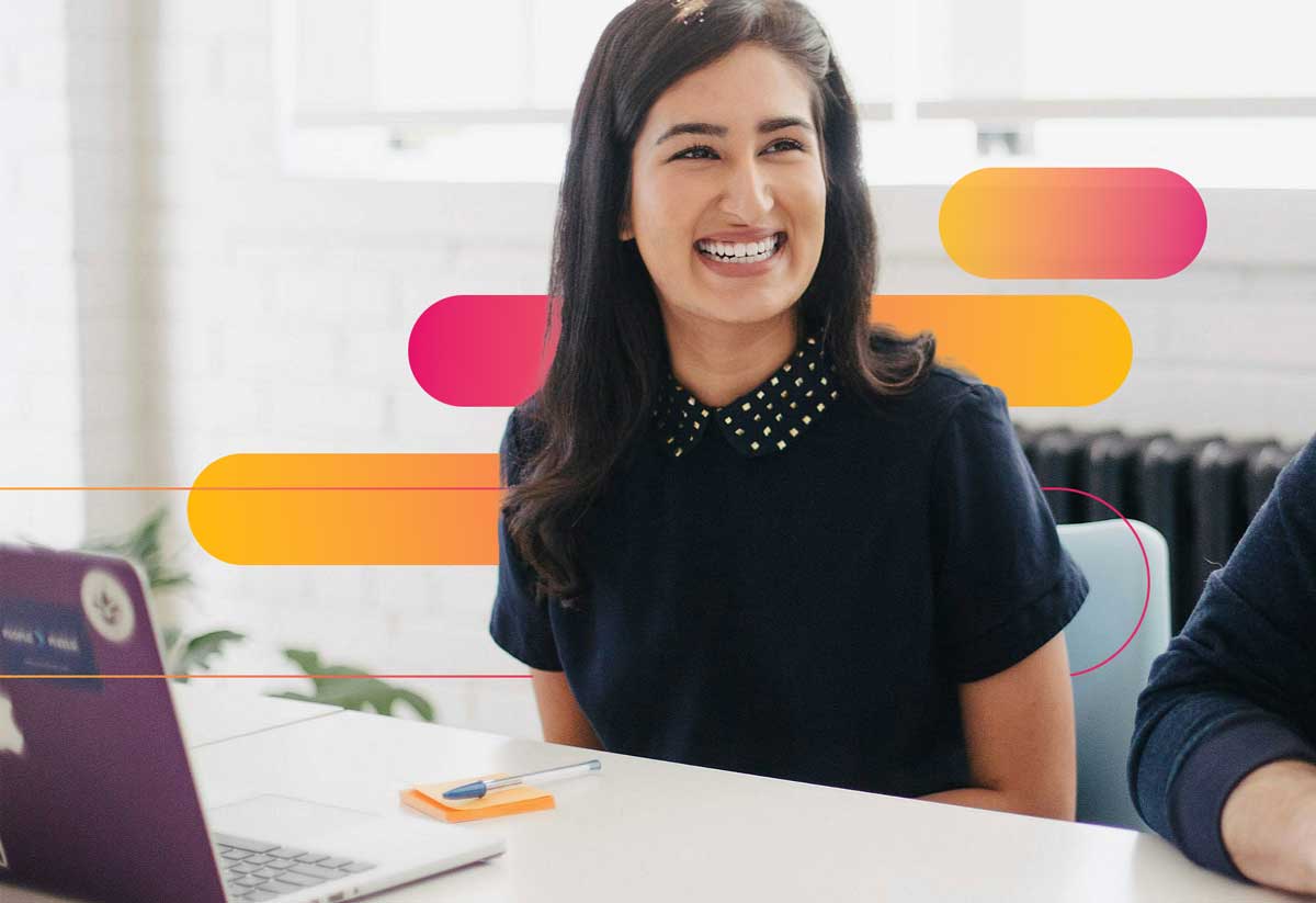 Woman smiling using ControlUp Application Tester