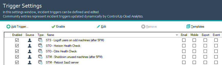 controlup scheduled triggers